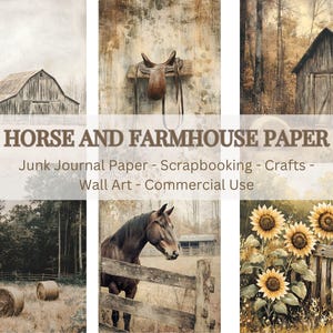 21 Bauernhof Pferde Junk Journal druckbare Bilder, Landleben auf dem Bauernhof, Scrapbooking, Kartenherstellung, DIY Handwerk, Bauernhaus Clip Art, kommerzielle Nutzung
