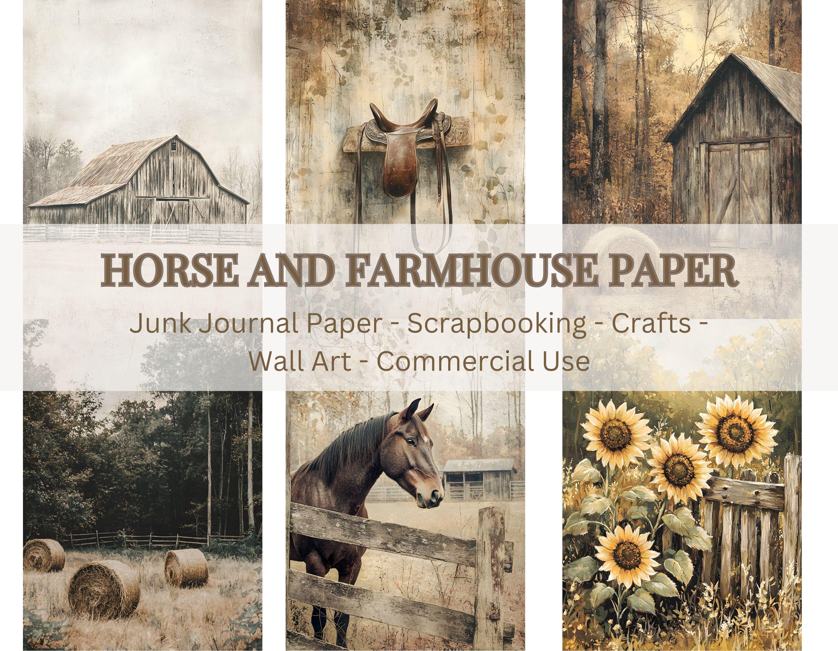 Farm Horse Junk Journal Printable Images: Equestrian DIY Crafts (Commercial Use)