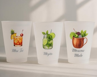 Personalized frosted Plastic Cups for Weddings & Parties - Personalized Birthday, Backyard Bar Mitzvahs, Special Events
