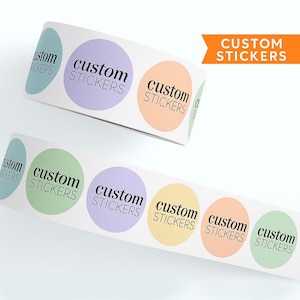 Pegatinas con logotipo personalizado en rollo / Etiquetas brillantes, mates e impermeables
