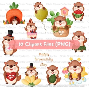 Groundhog Clipart, Marmot Clipart, Cute Animal Clipart,groundhog day, groundhog day sublimation, groundhog png, hand painting