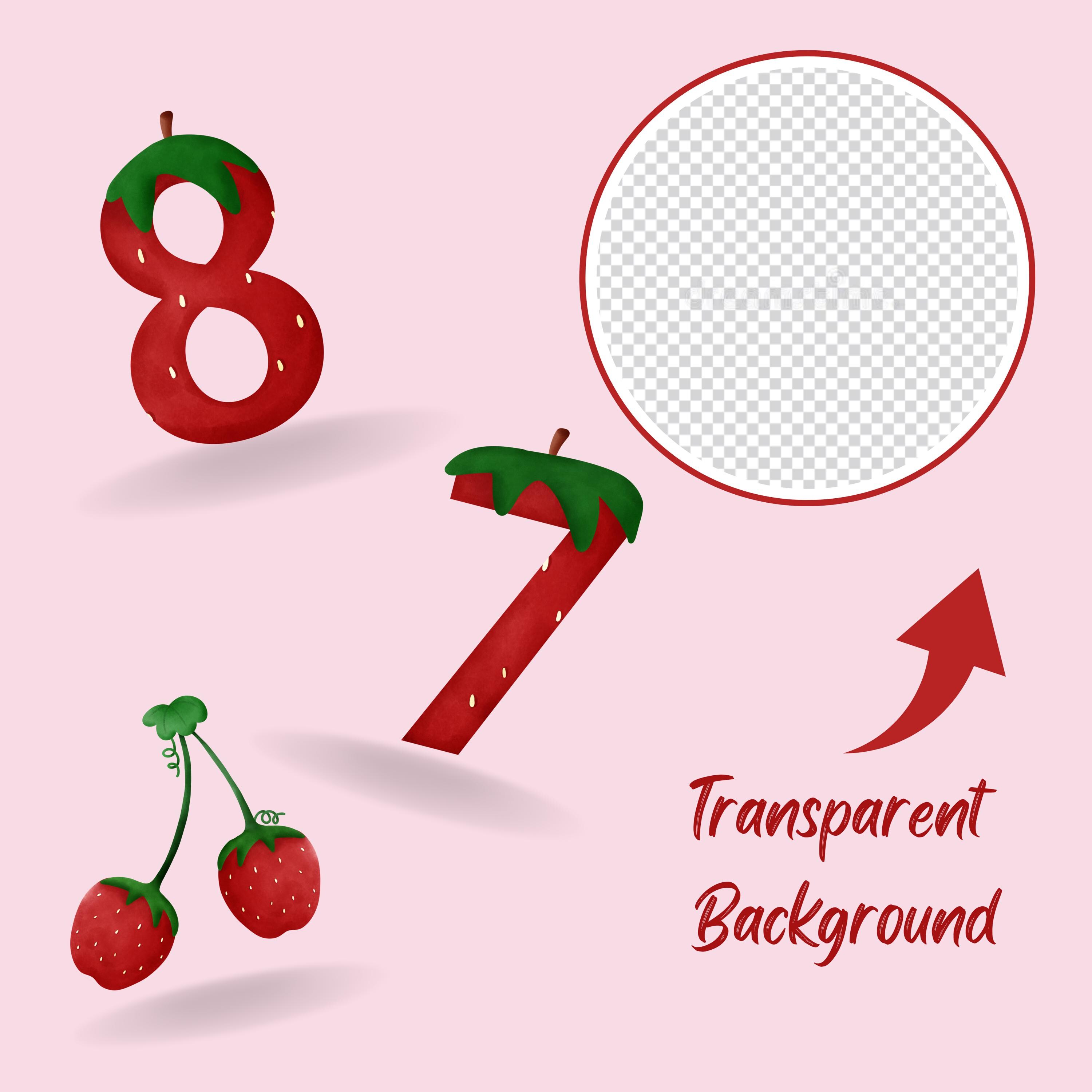 Strawberry Number Clipart 16png Cute Strawberry Clipart - Etsy