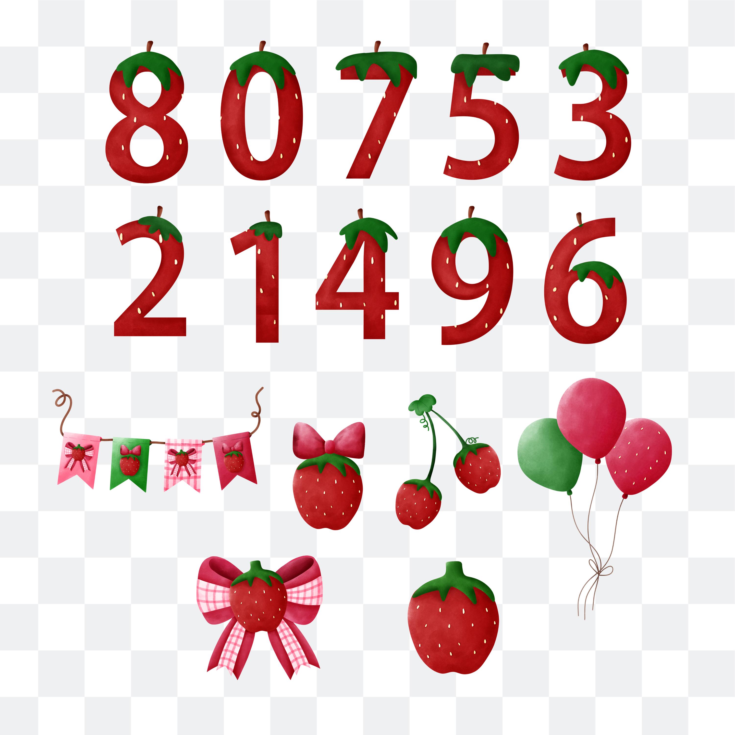 Strawberry Number Clipart 16png Cute Strawberry Clipart - Etsy Canada