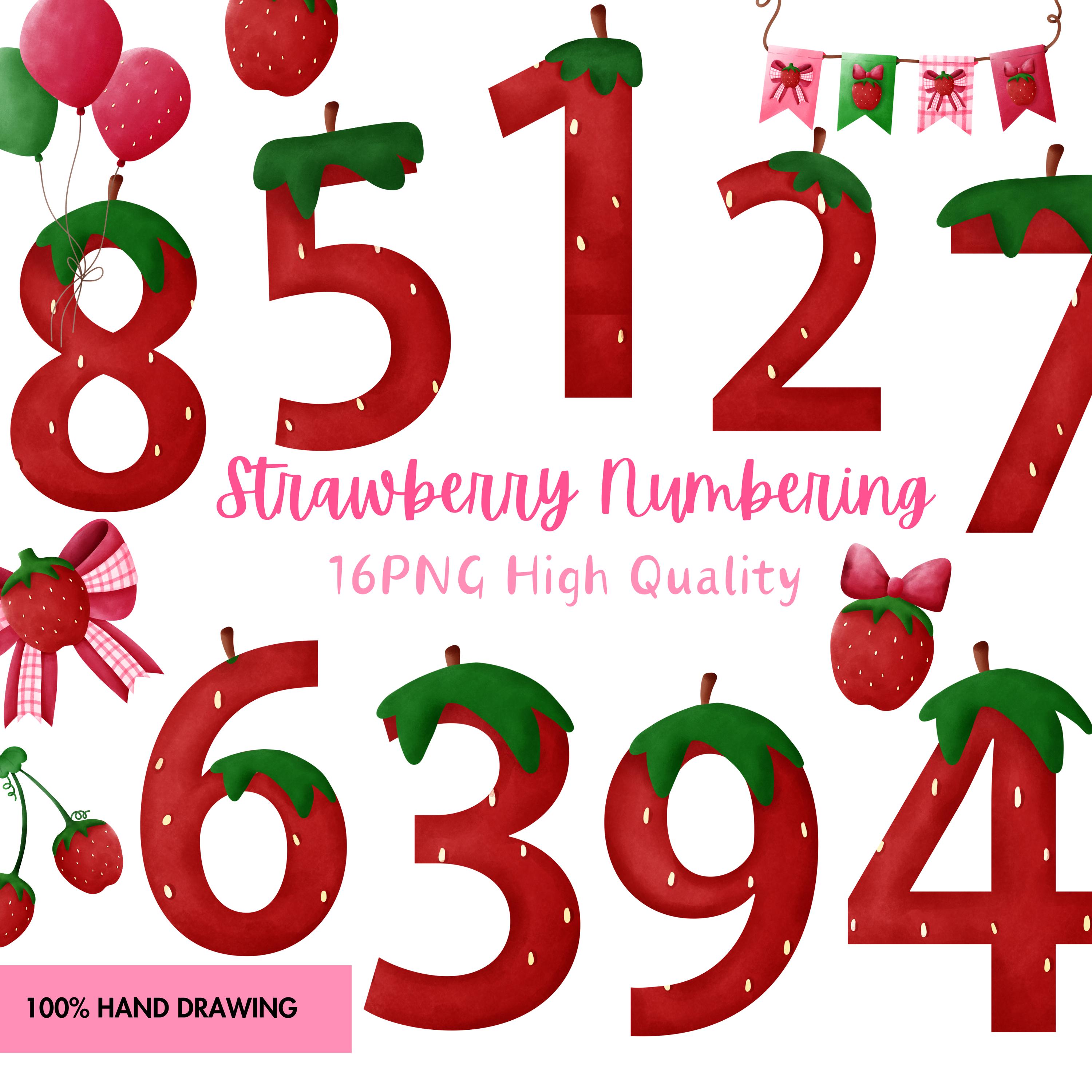 Strawberry Number Clipart 16png Cute Strawberry Clipart - Etsy