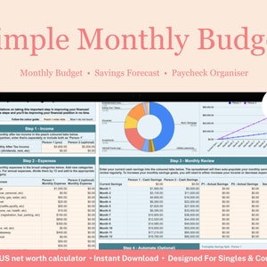 Monthly Budget Spreadsheet | Paycheck & Monthly Budget Planner | Google Sheets Budget Template | Monthly Excel Budget Template