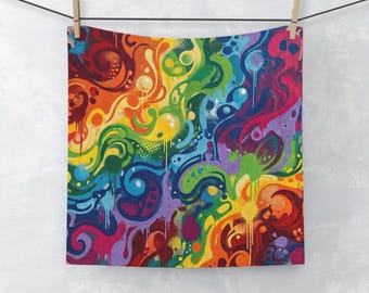 Rainbow Swirl Graffiti-gezichtshanddoek | Kleurrijke stadskunst