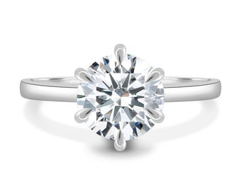 Round diamond 2.79 Carat 6 Claw Solitaire Hidden Halo Engagament diamond ring