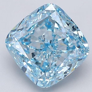 Kussen 5,03 kt Fancy Vivid Blue VS2, Lab Grown Diamond, losse diamant cadeau voor hem, haar