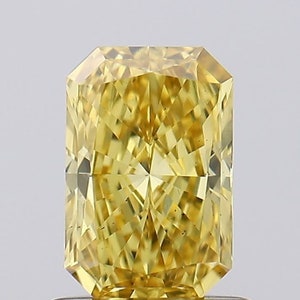 Radiant 0.74 carat Fancy Vivid Yellow VS2 , Lab Grown Diamond , fancy shape diamond , IGI certificate.