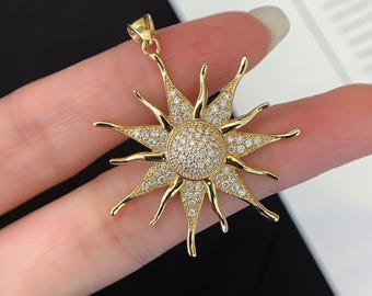 1.00tcw runde Labor gewachsene Diamant Sunburst Anhänger | Gelbgold | IGI-zertifiziert | EF VS | Keine Kette