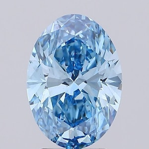 Ovaal 3,00 kt fancy levendige blauwe VS2 / in het laboratorium gekweekte diamant met IGI-gecertificeerde diamant voor verlovingsring / losse diamant cadeau voor hem, haar