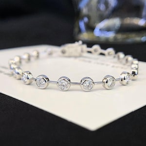 3.60tcw Round Lab Diamond Bezel Tennis Bracelet | White Gold | D-E-F VVS–VS | IGI Certified