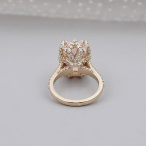 Fancy Pink Radiant Cut Diamond Ring With Pave Band | Yellow Gold | IGI Certified image 4