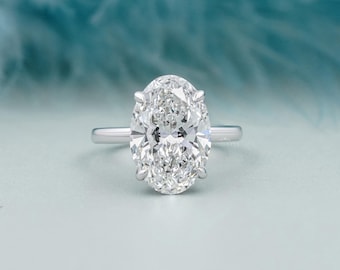Oval Cut Solitaire Engagement Ring, 4 Prong Diamond Setting, IGI Certified Proposal Gift for Women