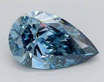 Pear 3.19ct Fancy Vivid  Blue VS1, IGI Certified, Loose Lab Grown Diamond