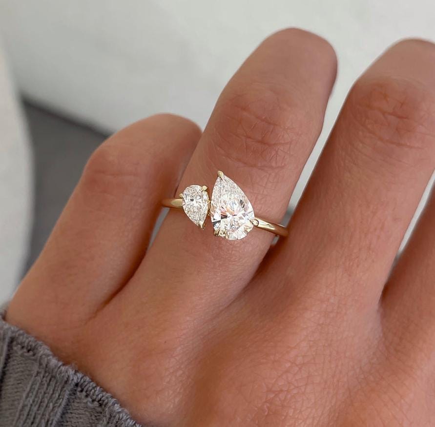 Bague Or 18 Carats 'Toi Et Moi' Avec Diamants 0.02 Ct - Poids 1.52 G, Taille 53 - Occasion