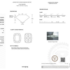 Cushion 3.01ct G VS1 IGI Certified Diamond / Excellent Cut Loose lab grown diamond for Anniversary and Engagement ring. image 2