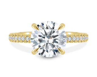 3.26 Carat Round diamond 18K White gold Vintage-Style Engagement diamond ring