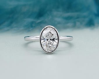 Bezel Set Oval Diamond With Solitaire Engagement Ring For Proposal | IGI Certified