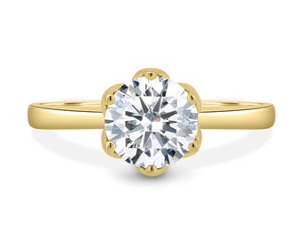 Round Diamond 1.25 Carat Lab Grown Solitaire Anniversary gift diamond ring.
