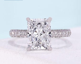 4.09 TCW Radiant Cut Diamond Ring - 14K White Gold