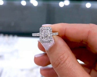 Radiant 2.40tcw Lab Diamond Cathedral Halo Ring | Brilliant IGI-Certified Elegance