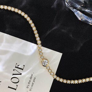 Luxury 6.50tcw Lab Diamond Tennis Bracelet | Yellow Gold | Bezel Design | IGI Certified