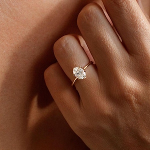 1.10ct Oval Labor Diamant Verlobungsring | 6 Krallen Solitaire | IGI-zertifiziert