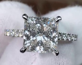 Princess 2.20tcw Lab Diamond Ring | Hidden Halo & Side Stones | IGI Certified | White Gold
