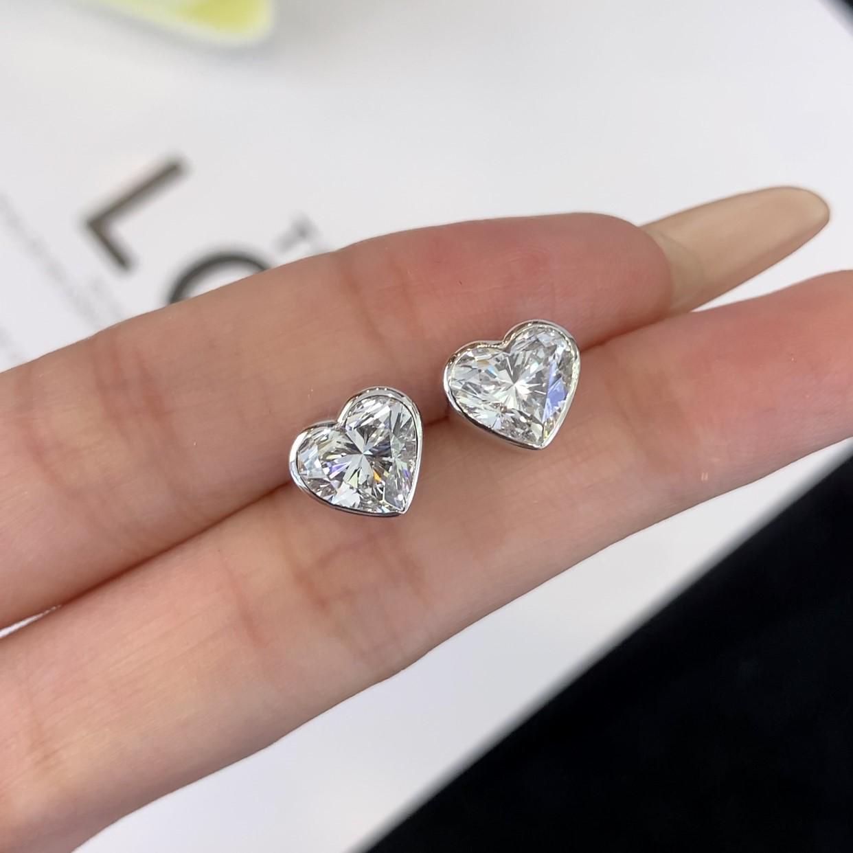 3.00tcw Labor gewachsener Diamant-Herzohrstecker, Farbe D-E-F, Klarheit von VVS-VS - IGI-zertifiziert