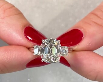 4.40tcw Cushion Lab Diamond Ring | Ethical Three Stone Design | IGI Certified