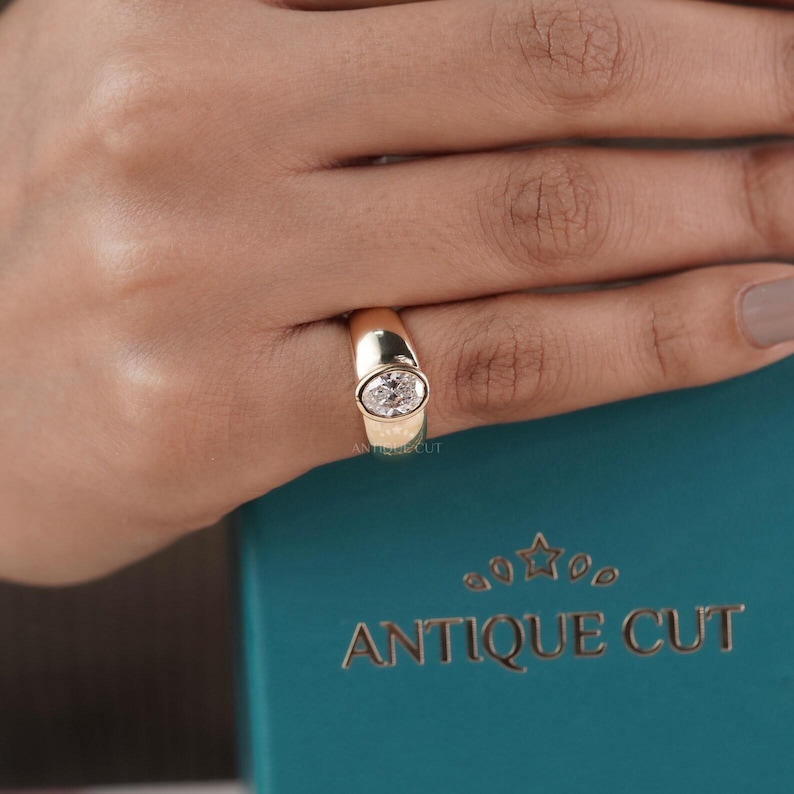 Ethical lab-grown oval diamond engagement ring