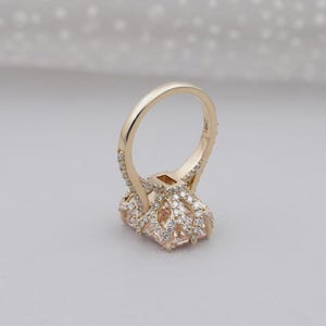 Fancy Pink Radiant Cut Diamond Ring With Pave Band | Yellow Gold | IGI Certified image 6
