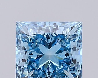 Princess 1.50ct Fancy Vivid Blue VS1, Lab Grown Diamond , IGI Certificate