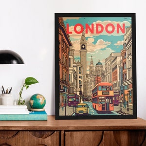 London Retro Wall Art, London Dream art print, Retro Print, Trendy Wall Art, Dorm Room Decor, Aesthetic Wall Art, Digital Print