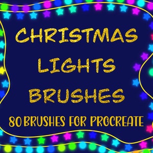 80 Christmas Lights Procreate Brushes, Procreate Brushes Bundle, Procreate Christmas, Winter Holiday Brush Set, String Light Brushes