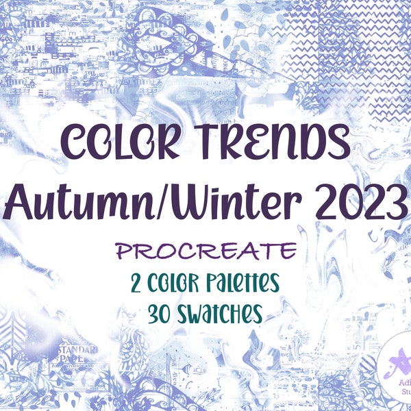 Fall/Winter 2023 Color Trends - Fashion Trend Color Procreate Swatches, 2023 Color Palettes For Branding, Design, Illustration