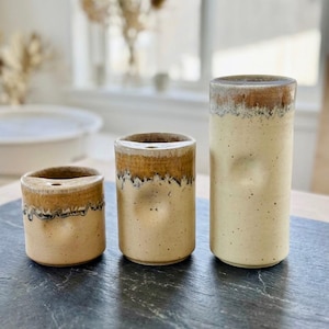 Handcrafted Ceramic Travel Mug with Sip Lid | Gift for Dad & Husband | Handle-Free Artisan Cup | Gift for Coffee, Tea Lovers