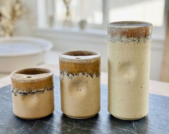 Handcrafted Ceramic Travel Mug with Sip Lid | Father's Day Gift for Dad & Husband | Handle-Free Artisan Cup | Gift for Coffee, Tea Lovers