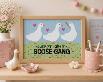 Goose Gang Cross Stitch Pattern | Funny Goose PDF Chart | Cottagecore Animal Decor