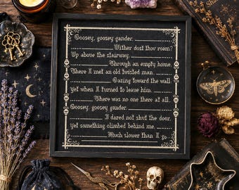 Goosey Goosey Gander Cross Stitch Pattern PDF, Twisted Nursery Rhymes Sampler