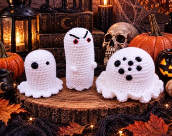 Three Little Ghosts Crochet Pattern, Amigurumi Ghost, Halloween Decor, Spooky Crochet PDF