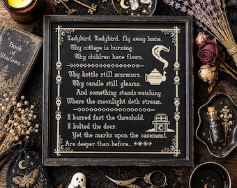 Ladybird Ladybird Cross Stitch Pattern PDF, Twisted Nursery Rhymes Sampler