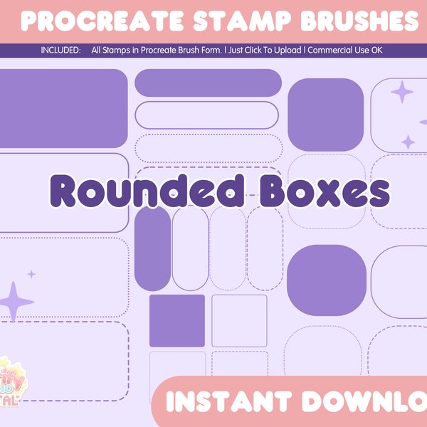 Rounded Boxes Procreate Stamp Brushes, Box Procreate Tools, Procreate Stamps, Procreate Brushes, Procreate Rounded Squares