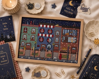 Kitten Town Cross Stitch Pattern, Cat City Scene PDF, Whimsical Kitty Neighborhood Chart