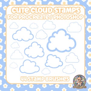 Cute Clouds Procreate \ Photoshop Stamp Brushes, Cloud Themed Procreate Tools, Cute Procreate Stamps, Clouds Photoshop Stamps