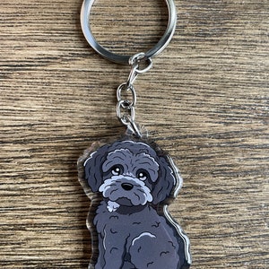 2 inch clear acrylic keychains - Yorkie Poodle mix - cute dogs, puppies, kawaii, cute animals, pets, pup, fur babies, dog keychain