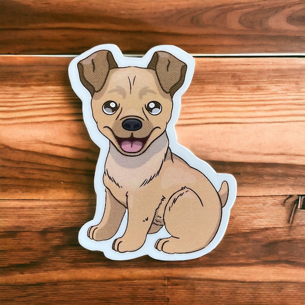 2 inch Vinyl Stickers - Min pin/ pug mix - cute dogs, puppies, kawaii, cute animals, pets, pup, fur babies, dog stickers