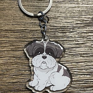 2 inch clear acrylic keychains - Shihpoo - cute dogs, puppies, kawaii, cute animals, pets, pup, fur babies, dog keychain