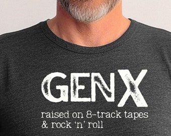 Gen X T-Shirt: 8-Track Tapes & Rock n Roll - Unisex Jersey Tee